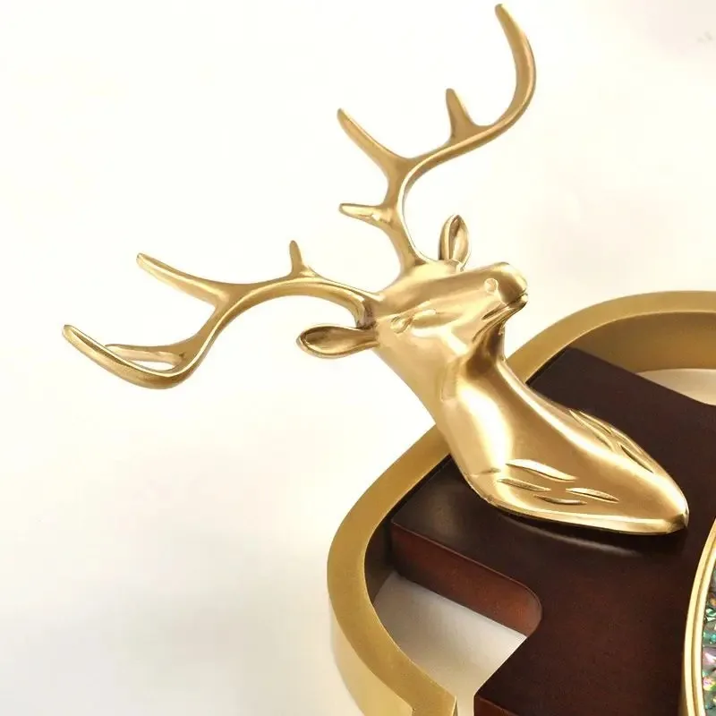 Wall Clock New Chinese Brass Living Room Home Solid Wood Luxury Chinese Style Silent High-end Watches Home Decoration - 5