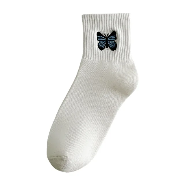 Fashion-forward socks with butterfly embroidery