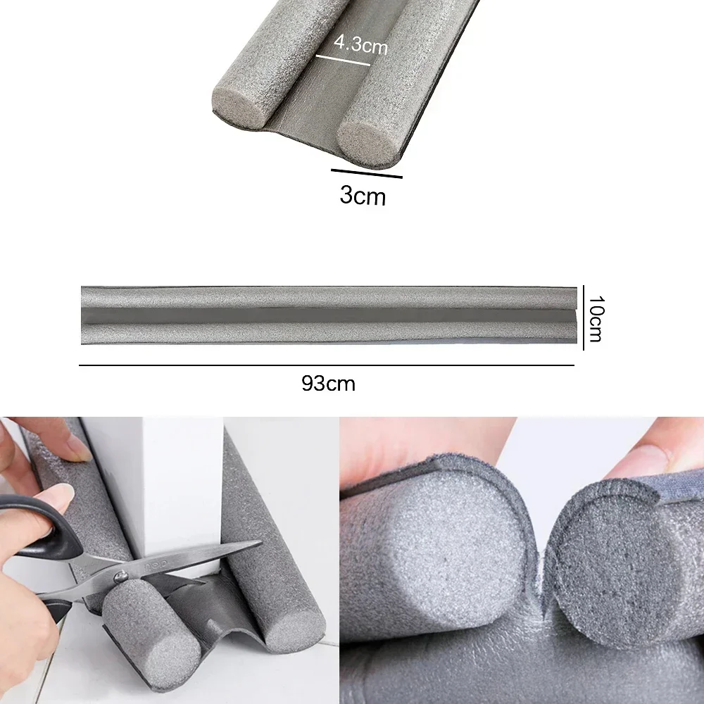 93CM Door Bottoom Seal Strip Anti Collision Dustproof Door seal soundproof Flexible Wind Noise Reduction Foldable Weatherstrip door seal draft stopper nbr sealing strip