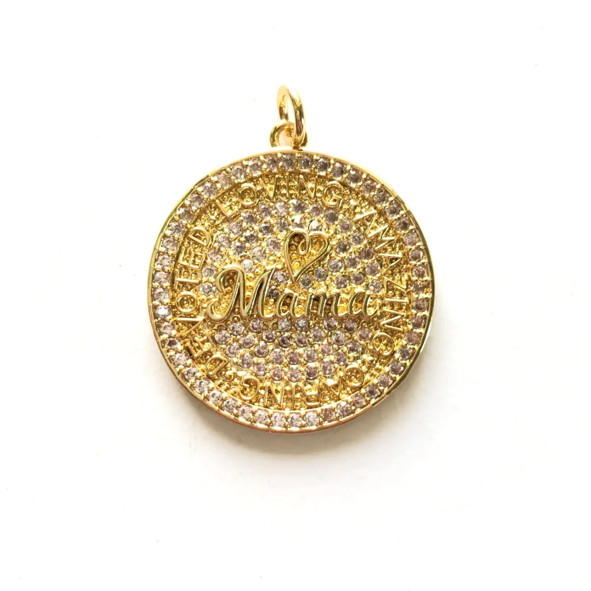 5pcs Bling Zirconia Paved MAMA IS LOVING AMAZING CARING DEVOTED Charms Pendants Mother's Day Jewelry Bracelet Necklace Accessory