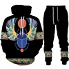 Men Hoodie Sets 3D Print Ancient Horus Egyptian God Eye of Egypt Pharaoh  Casual Loose Men's Hoodie+Pants Streetwear Jogging Set 6