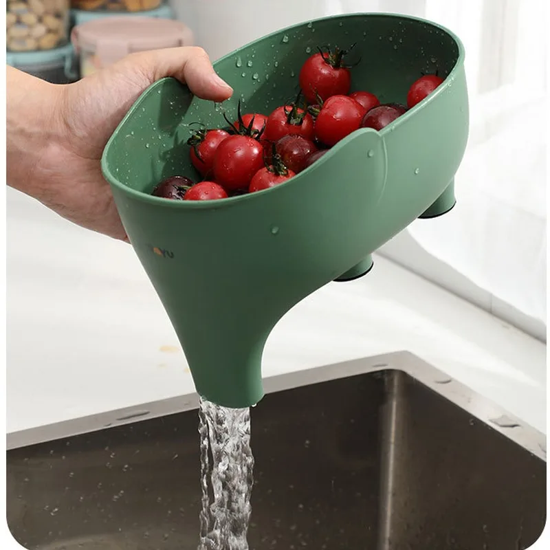 Elephant Drain Basket Multi-purpose Kitchen Storage Drain Basket Household Fruit and Vegetable Basket Plastic Drain Basket