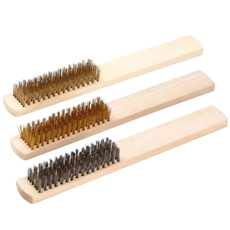 

Y1UC 3 Pcs Handle Wire Brush Wire Scratch Brush Metal Paint Hand Tool Brushes