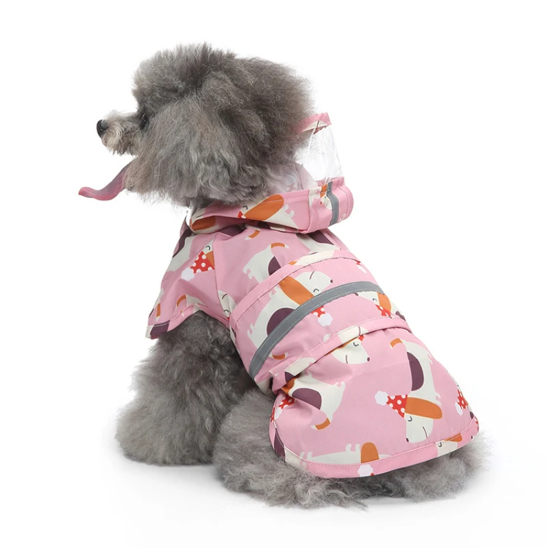 Four-legged Raincoat With Hood For Dogs