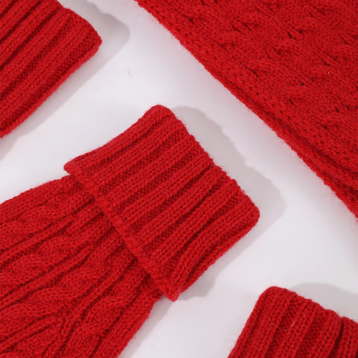 Women's 3-piece Knitted Hat Scarf Gloves Set