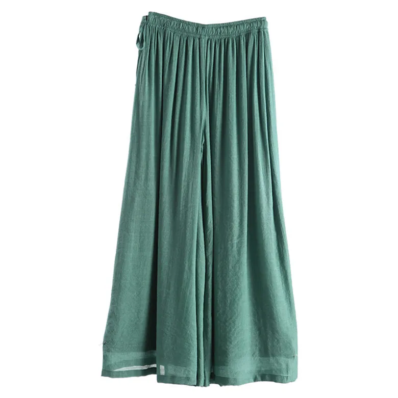 Women Casual Wide Leg Pants Summer Brand Thin Cotton Linen Long Trousers Candy Color Dancing Pants Comfortable Soft Trousers