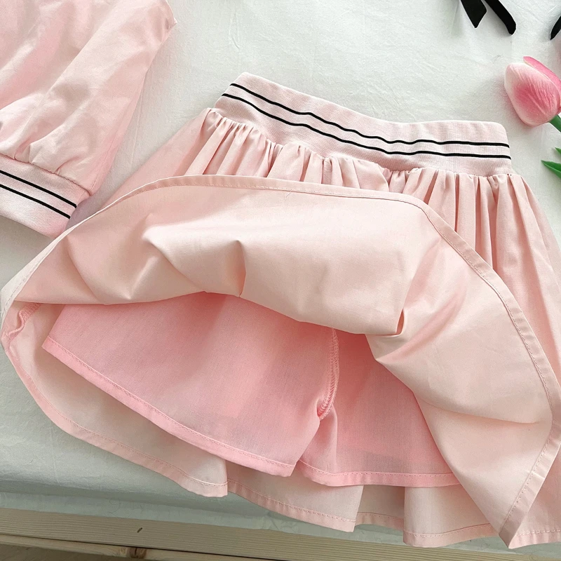 Girls' Suit Summer Korean Version Sleeveless Lovely Vest Top + Short Skirt Two-piece Set Girl Clothes kids clothing set girls clothing set