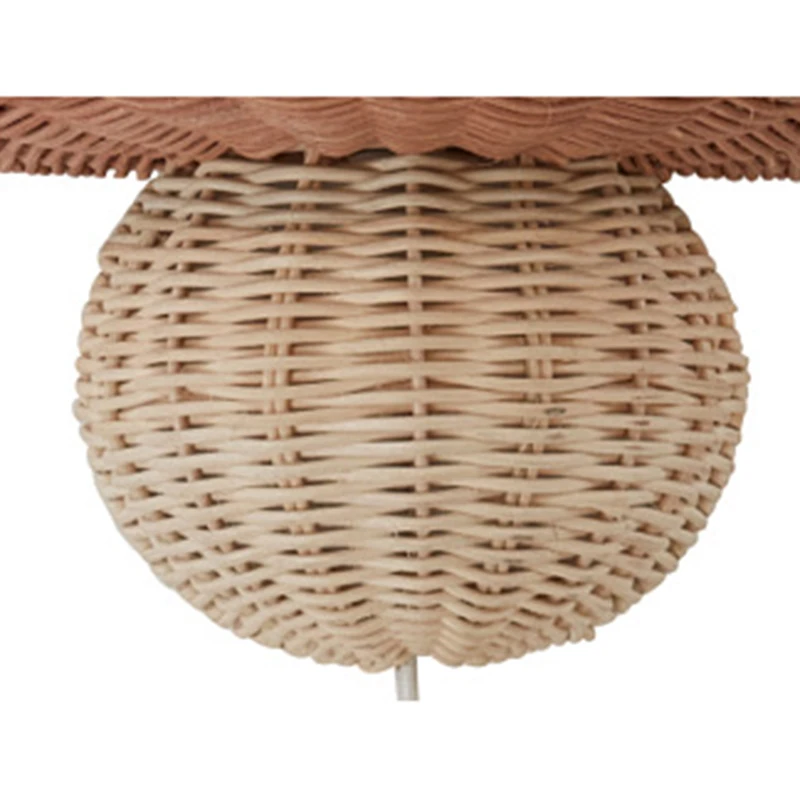Nordic Style Children's Room Wall Lamp Handmade Rattan Mushroom Shape Wall Mounted Decor Lamp