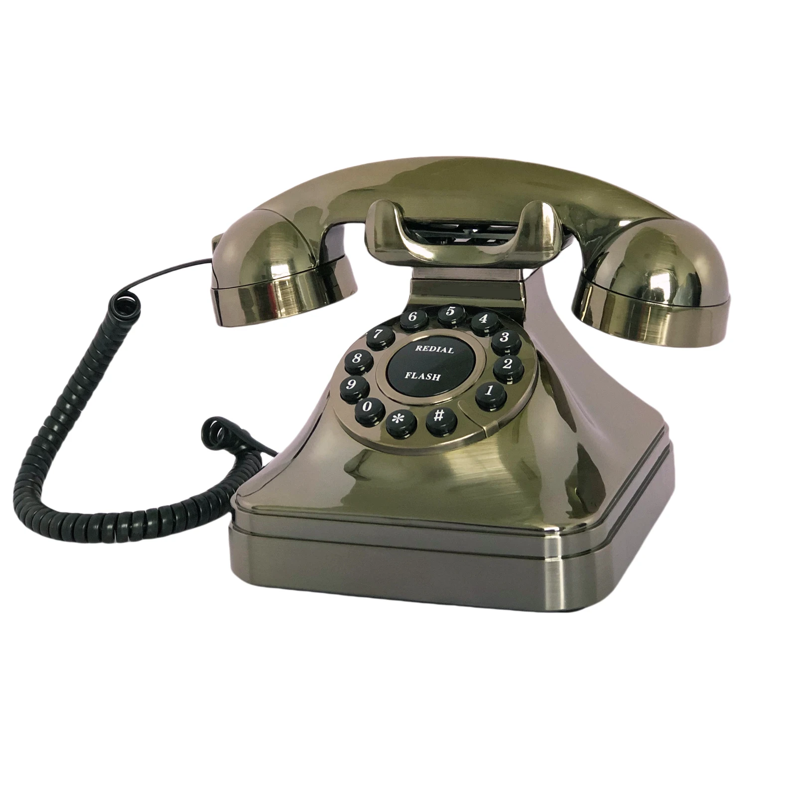 Vintage 1980s Style Corded Landline Phone with Flash, Redial, and Ringer