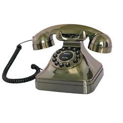 Vintage 1980s Style Corded Landline Phone with Flash, Redial, and Ringer (Bronze)