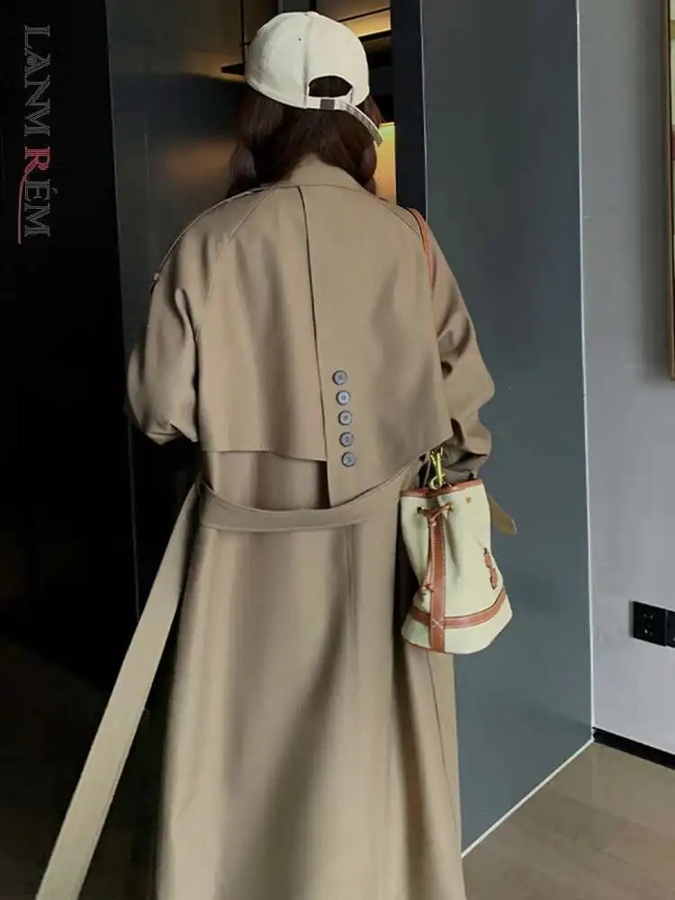 LANMREM Irregular Trench Coat For Women 2025 Spring Solid