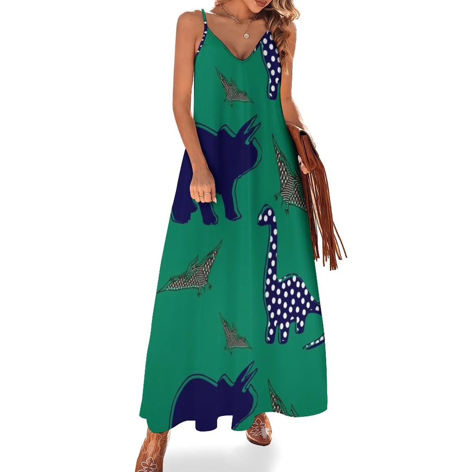 

New dinosaur green Sleeveless Dress women clothes women's clothing trend 2023