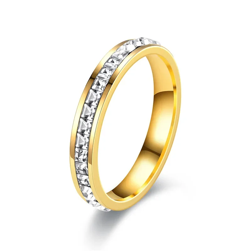 4mm/8mm Stainless Steel Lover Couples's Men Women CZ Cubic Zircon Rings Rose Gold Color Fashion Jewelry Size 4 5 6 7 8 9 10 11 finger rings fashion rings zircon rings fashion ring couple rings crystal rings stainless steel rings metal rings