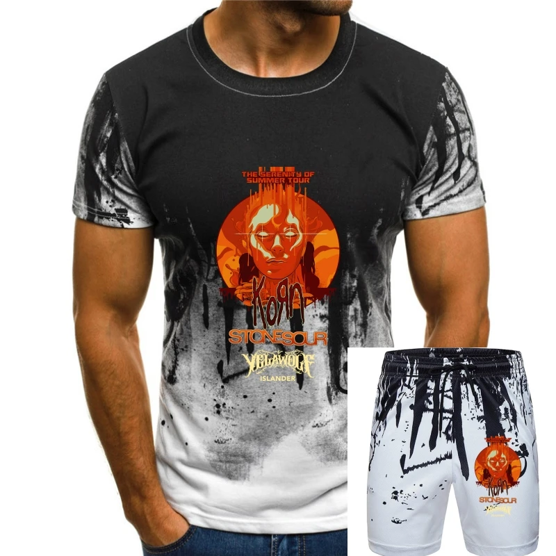 

Черная Мужская футболка KORN STONE SOUR YELAWOLF ISLANDER, американский размер EM1(1)