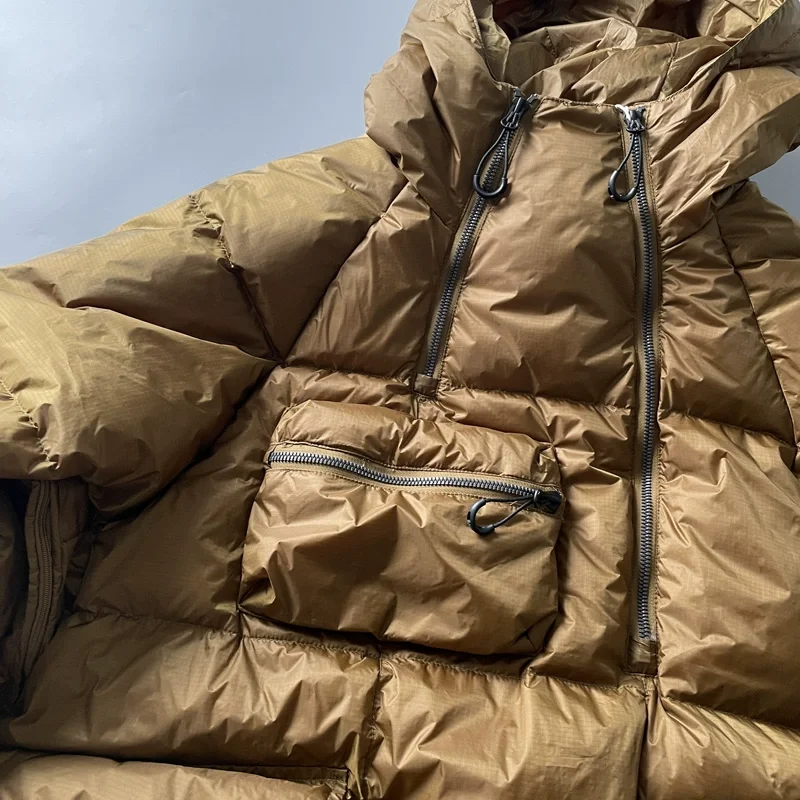 Winter Down Jacket with Multiple Pockets Work Clothes Hoodies Three Proof Stormsuit Outdoor Trekking Camping Ski Student Coat