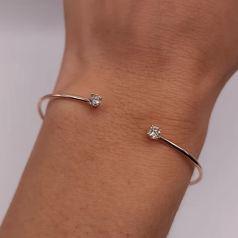 925 Sterling Silver Bracelet 5mm 0.5CT D VVS1 Moissanite Bangle Cuff for Women Hand Opening Cuffs Fine Jewelry Gifts