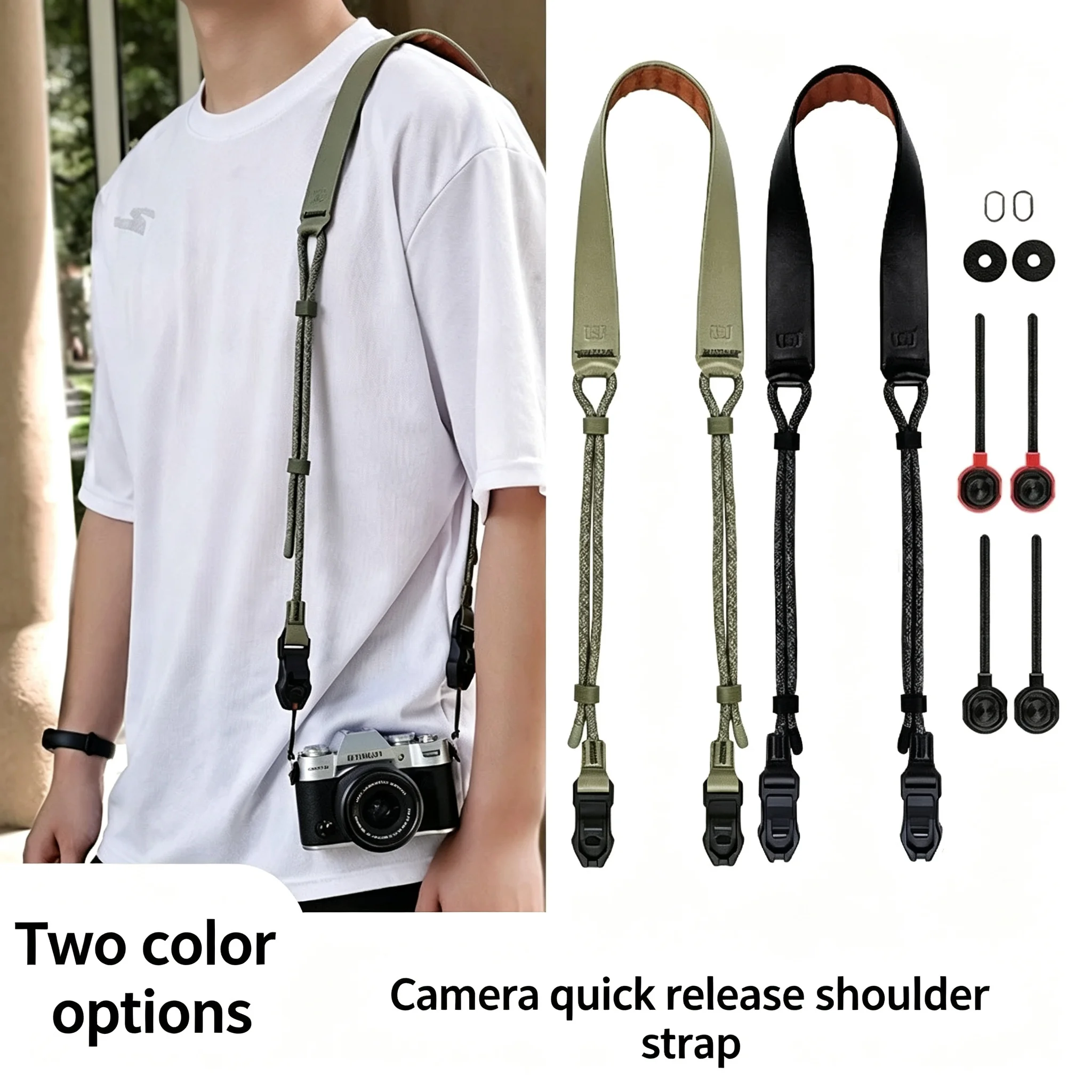 DSLR 및 미러리스 카메라용 퀵 릴리스 카메라 숄더 스트랩 ? 조절 가능한 부드러운 마이크로파이버 가죽, 캐논 니콘 S와 호환 가능