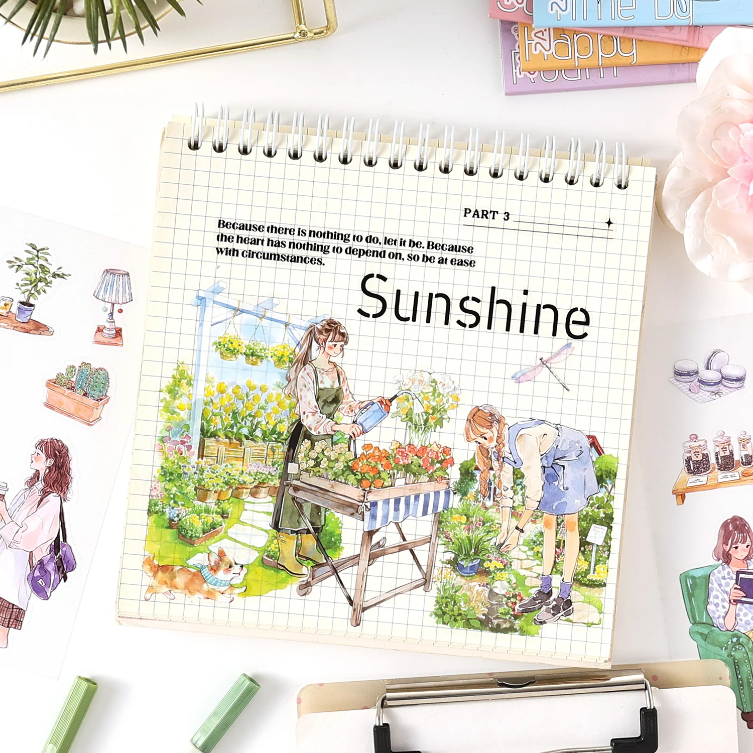 Mr. Paper 20pcs/Pack Cute Character PET Sticker Book for DIY Journal Phone Case Scrapbook Envelope Greeting Card Calendar