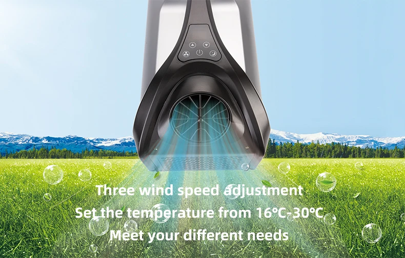 휴대용 에어컨 가정용 에어컨 냉각장치 12V24V DC100-240V AC 3 팬 회전 속도, 60-86°F, 캠핑 텐트, 실내, 실외, RV, 트럭용