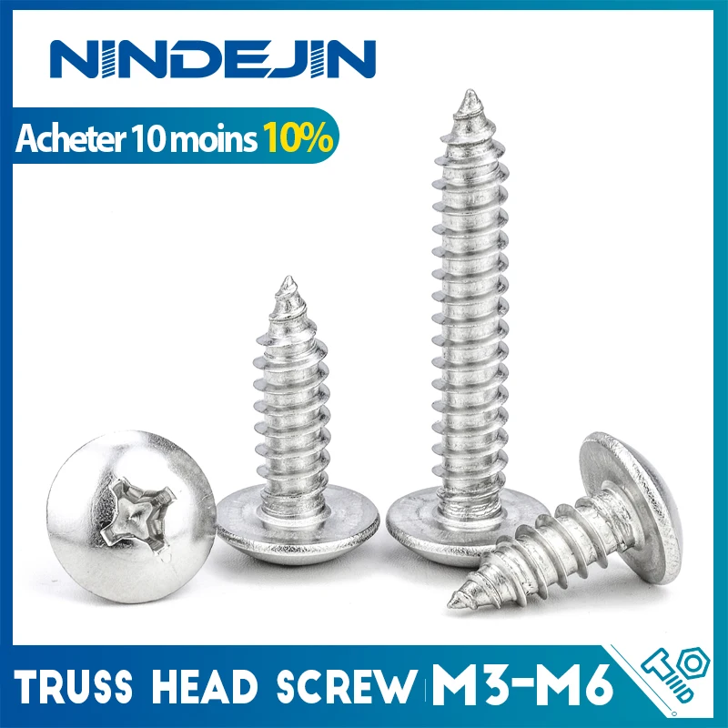 Vis Autotaraudeuses Tête Hexagonale Inox A2 - Tailles N°6, N°8, N°10, N°12 - Laiton De Différentes Longueurs