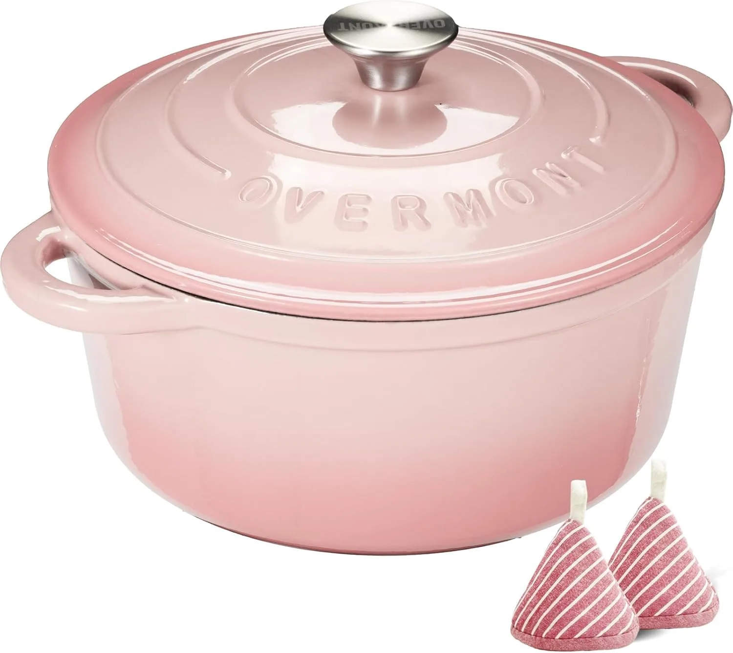 5.5QT Enameled Cast Iron Dutch Oven Cookbook Cotton Potholders Heavy-Duty Cookware