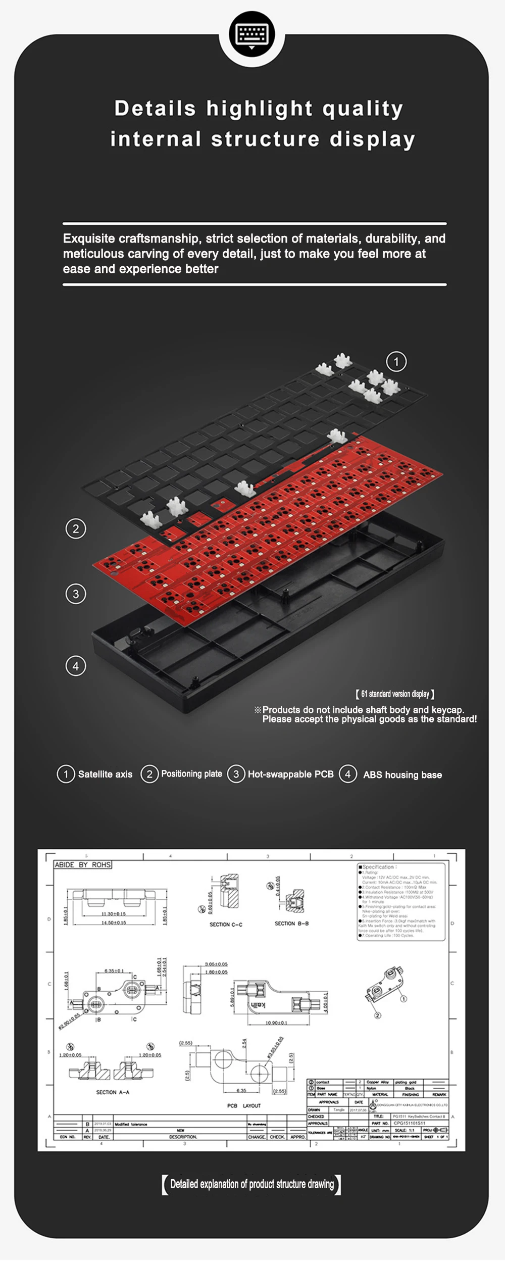 Kit de teclado mecânico sem fio personalizado,