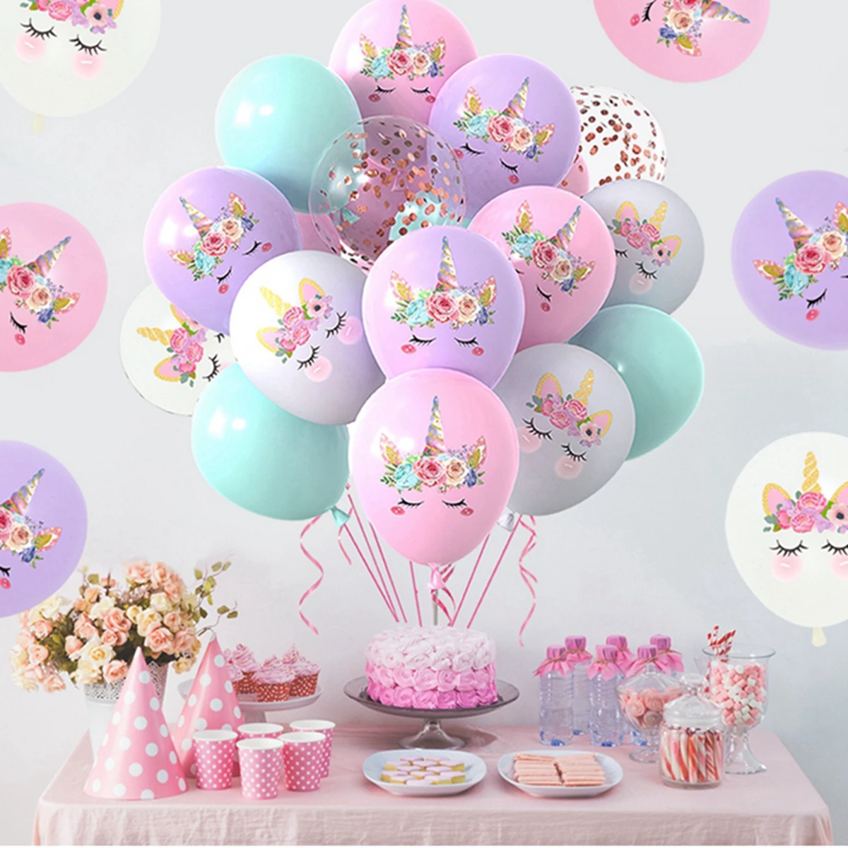 Latex Balloon Pink Unicorn Theme Birthday Party Decoration Kids Girl Baby Shower Party Supplies Wedding Confetti