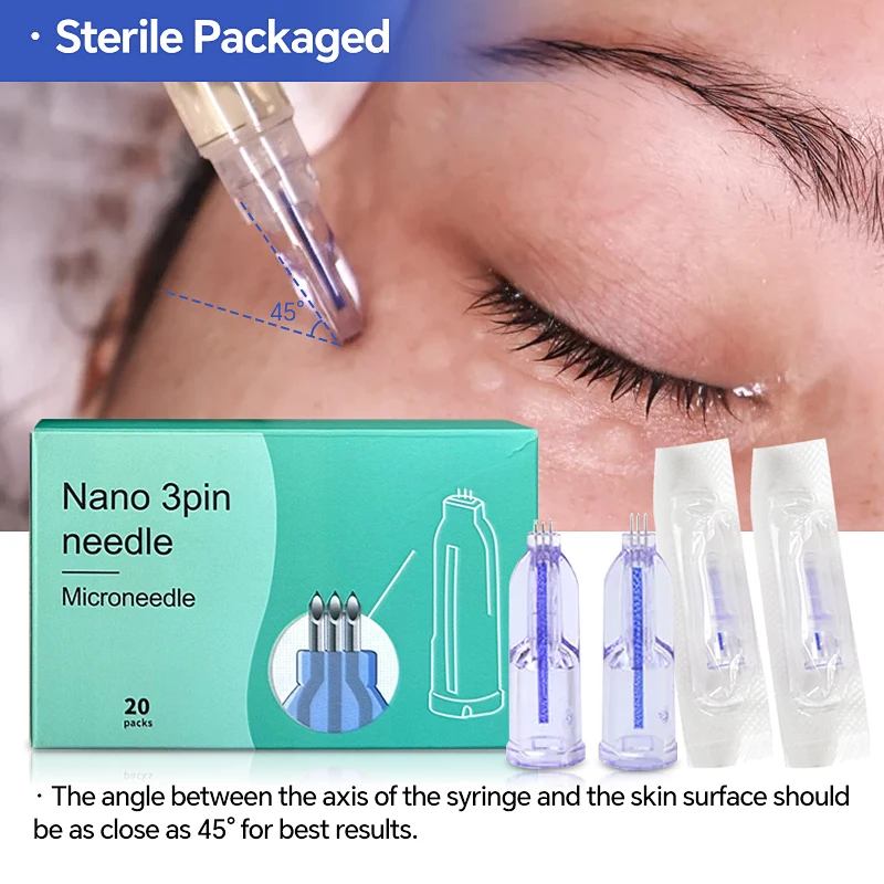 34G 0.6/1.0/1.2/1.5 Nano Soft Microneedling Hand Fillmed 3pin Use Around Eyes And Neck Disposable Micro Needle