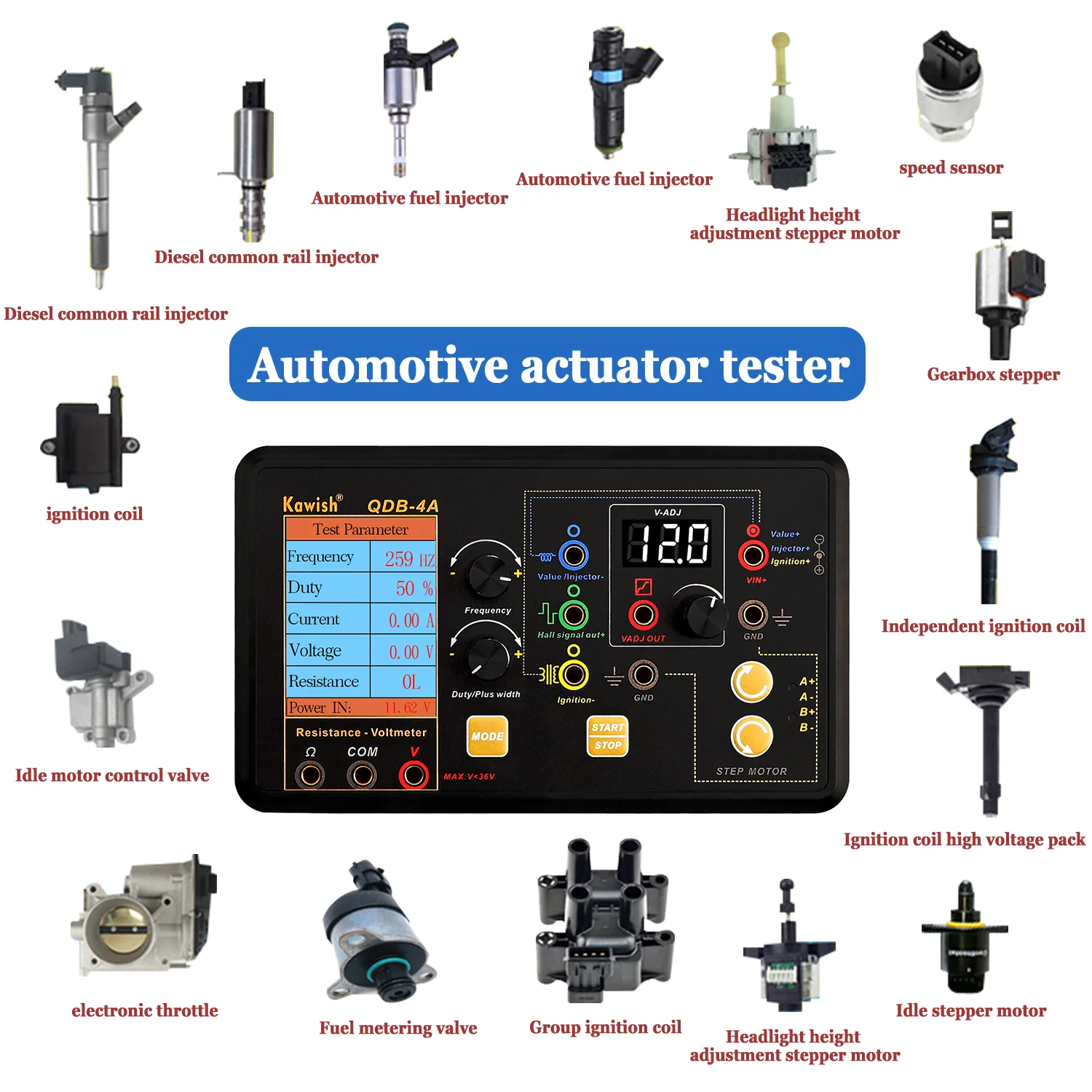 2025 NEW Auto Ignition Coil & Injector Tester – Solenoid Valve, Idling Stepper Motor, and Drive Simulator Diagnostic Tool 1
