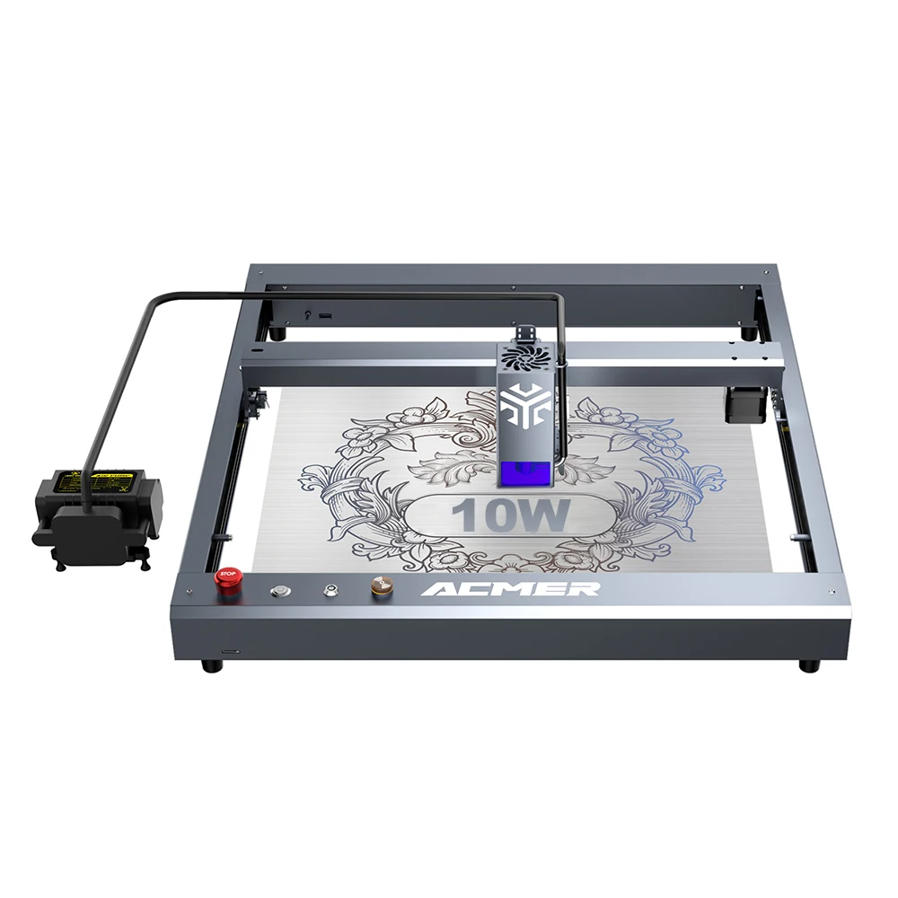 ACMER P2 33W 20W 10Wレーザー彫刻切断機、エアアシスト付き工業用レールレーザー彫刻機、木材、漆塗り金属彫刻