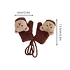 Korean Bear Baby Gloves Winter Hanging Neck Boy Girl Thick Warm Fingerless Mittens Outdoor Anti-Cold Kids Anti-Cold Gloves 1-4Y 6