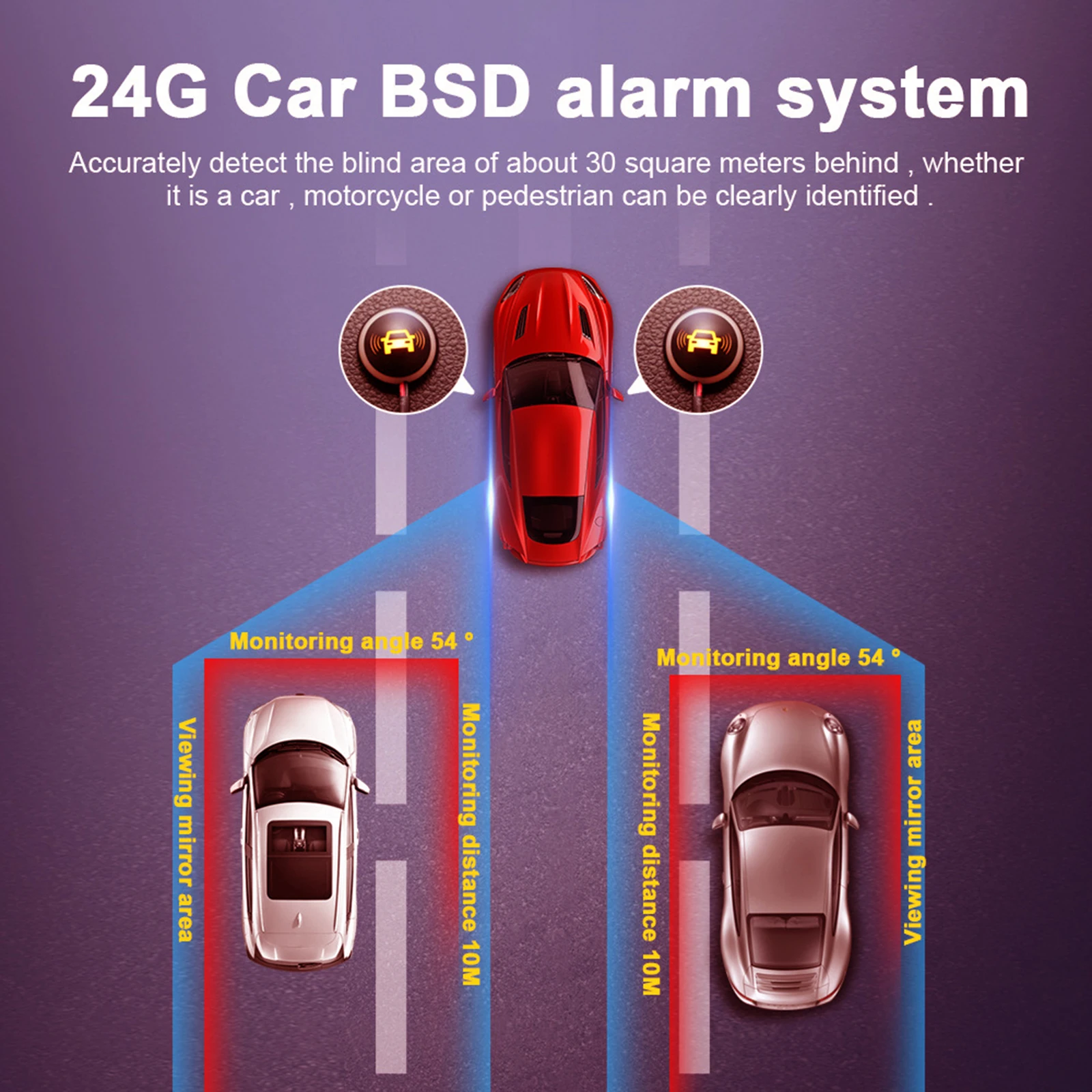 

IP67 водонепроницаемая радар универсальная 24 ГГц BSD система сигнализации с двойным цветом светодиодный автомобильная система мониторинга слепых зон