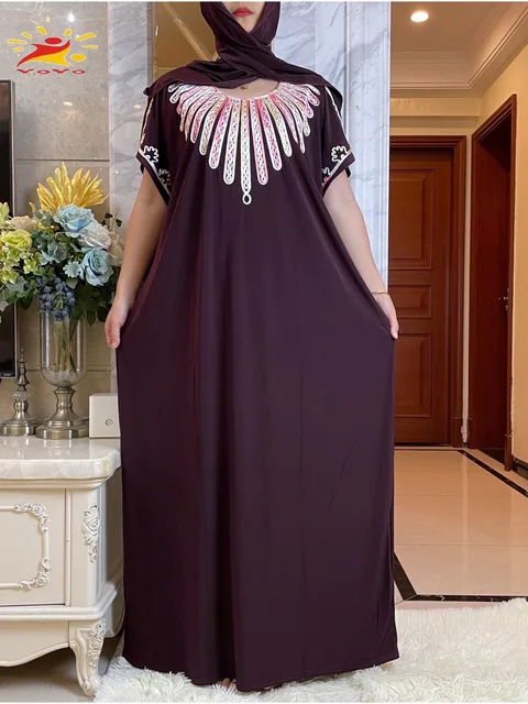 New short sleeve african abaya dashiki floral embroidery ice silk fabrics caftan lady summer maxi casual