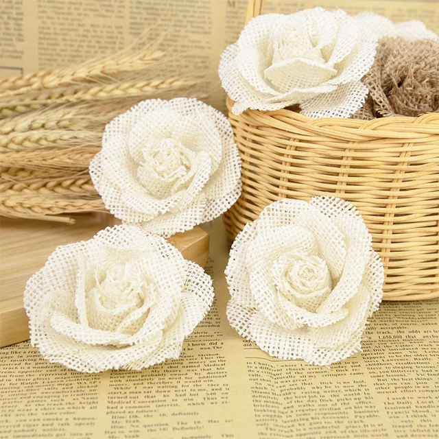 Burlap Flowers Jute Flower Party Decoration Lace Bouquet Handmade Diy Craft  Making Wedding Christmas