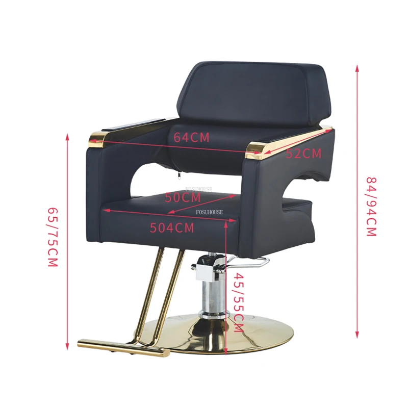 Light Luxury Professional Barber Chairs Modern Salon Furniture Beauty Salon Hairdressing Chair Swivel Lift Stainless Steel Chair