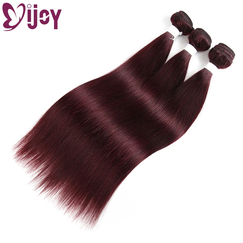 99J/Burgundy Human Hair Weave Bundles 8-26 Inch Pre-colored Brazilian Straight Human Hair Weave Non-Remy Extensions IJOY