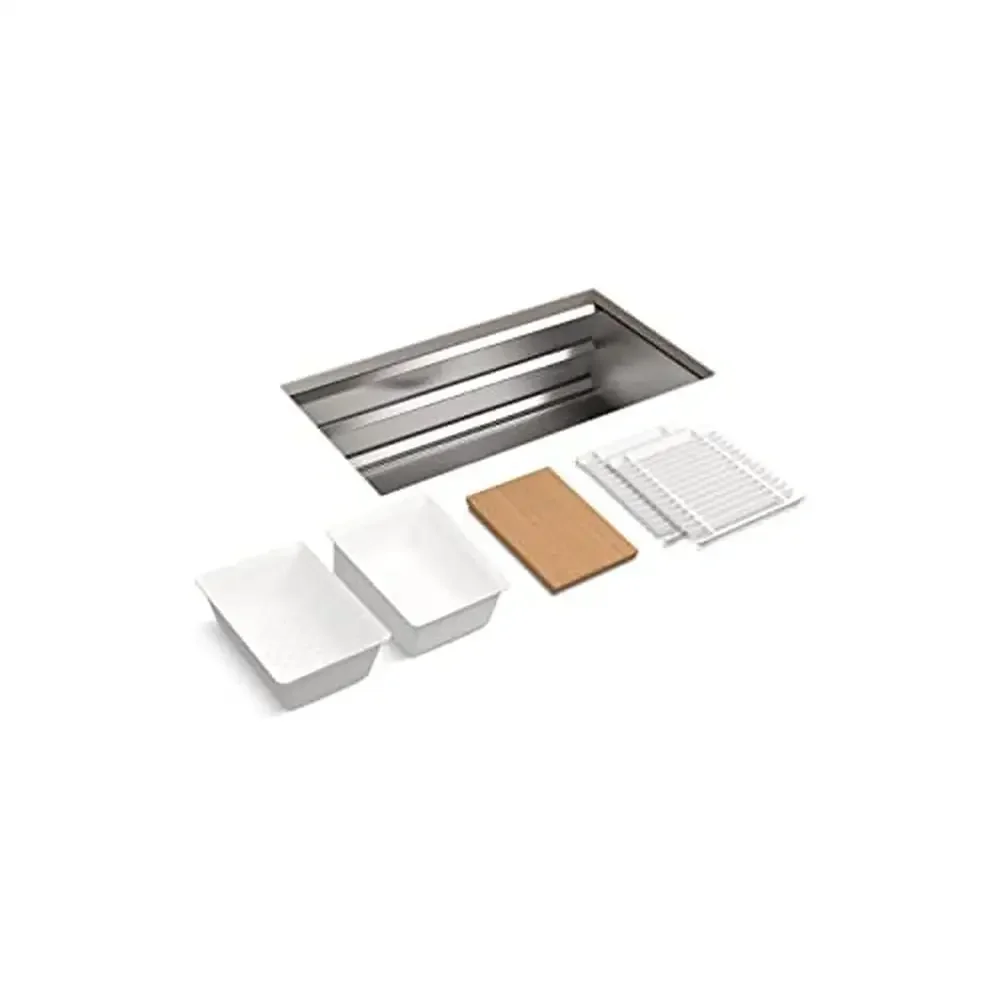 Large Single Sink 3/4HP Garbage Disposal with Bamboo Cutting Board & Grated Racks Powerful 3/4 HP Motor Grind Chamber 26 oz
