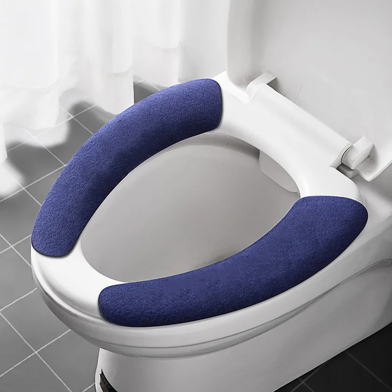 2Pc/set Reusable Warm Flannel Toilet Seat Cover Washable Seat Filling Bathroom Mat Cover
