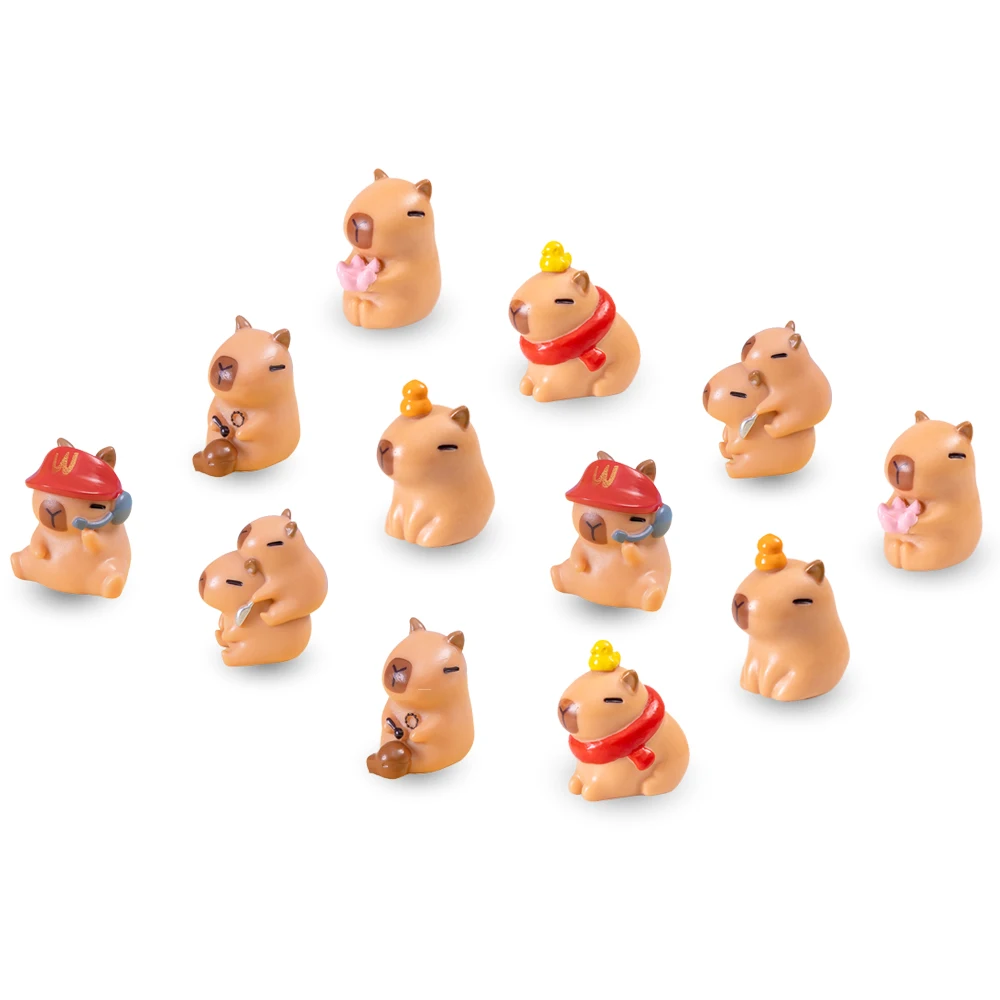 

3/6pcs Mixed Mini Resin Capybara Miniatures Figurines, Cute Fairy Garden Animals, Micro Moss Landscape DIY Craft Decoration