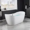 71 inch Acrylic Freestanding Bathtub Contemporary Soaking White Tub with Oil Rubbed Bronze Overflow and Drain Easy clean 1