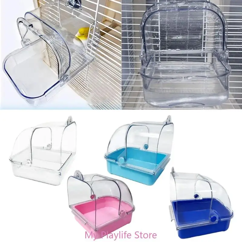 Hanging Bird Bath Tub for Parakeets Bird Cage Bathing Basin Clear Shower Room for Small Birds Birdcage Decoration 3