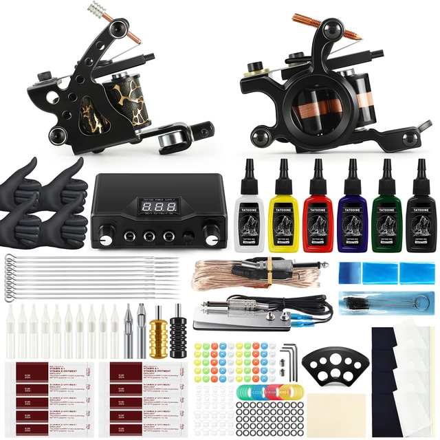 Tattoo Kit Tattoo Machines Gun With Ink Power Supply Tattoo Grips Body Art  Tools Complete Tattoo Set Accessories Supplies - Tattoo Kits - AliExpress