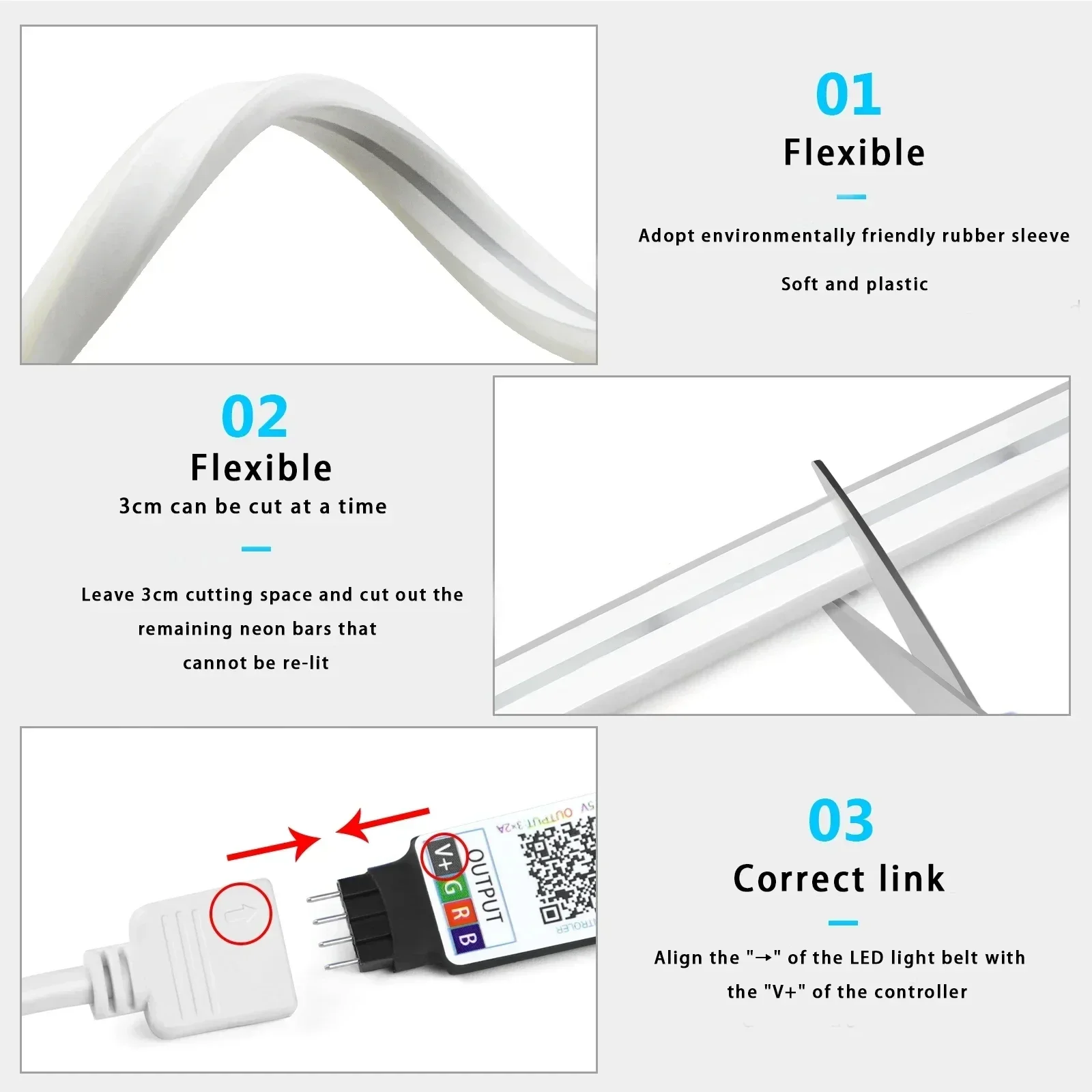 5V USB RGB Neon LED Strip 1M 2M 3M 5M RGB Neon Tape With TUYA Bluetooth App and Remote Control For Sign Neon Decoration Lighting 4
