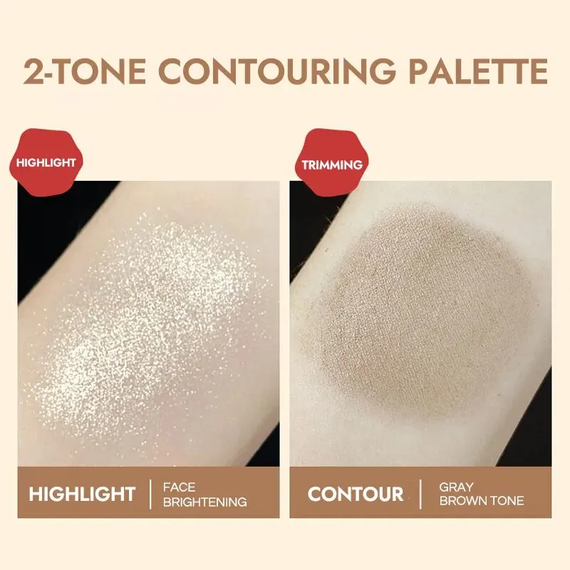 Contour Palette GECOMO Two Colors Contour Palette Concealing Highlighting & Contouring Makeup Palette All Skin