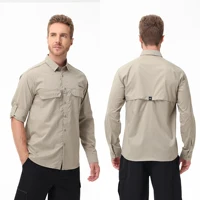 Summer Men's UPF 50+ Casual Long Sleeve Fishing Shirts, Lightweight Tactical Button Down Shirt with Breathable Back Mesh 3