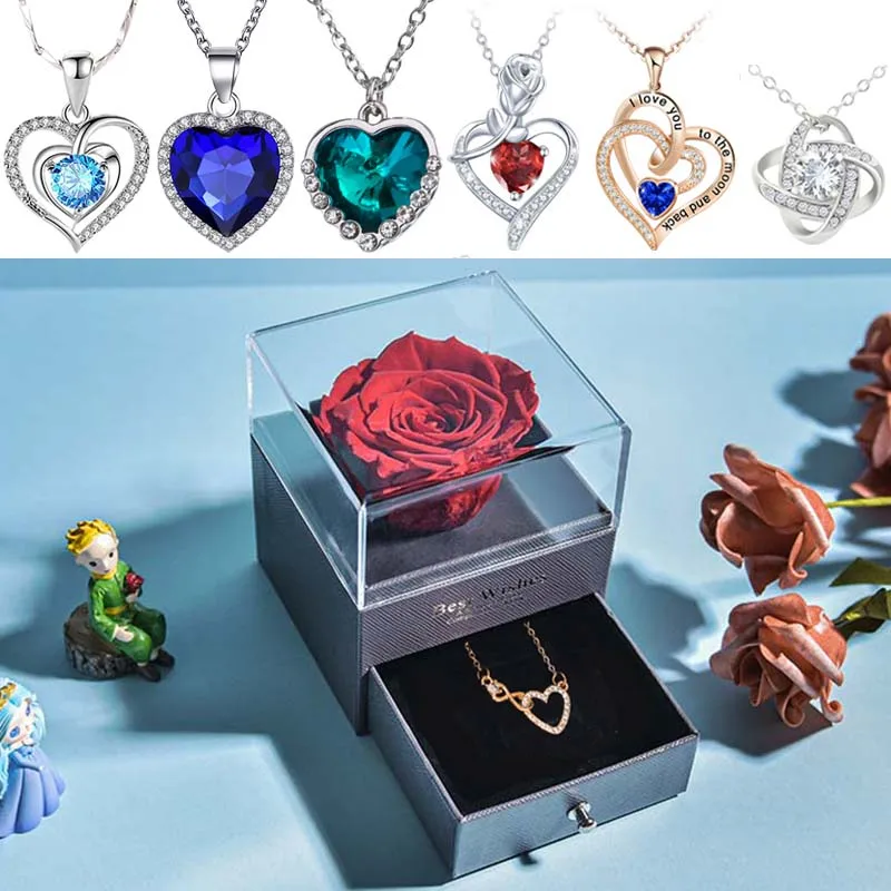 Review: Preserved Rose Flower with Infinity Heart Necklace - YouTube