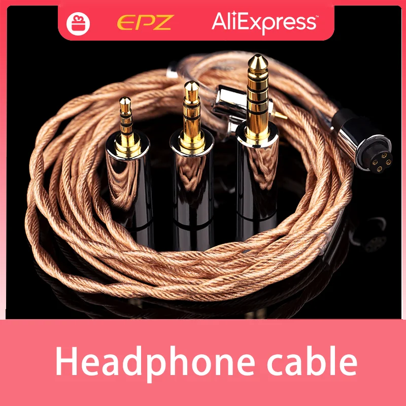 EPZ Earphone Cable DP5 Single Crystal Copper Upgrade Wire 2.5/3.5/4.4mm