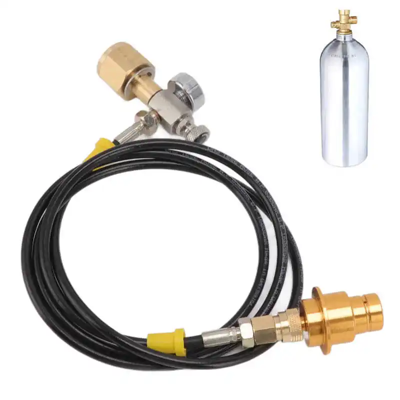 New Soda Maker Adapter Hose Kit 1.5m Black Hose with Gold Male Adapter Pressure Gauge W21.8 14 for for Terra Art beer