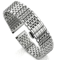 Silver Polished Stainless Steel Watch Band Bracelet - Elegant Wrist Strap Accessories - 22mm (Silver)