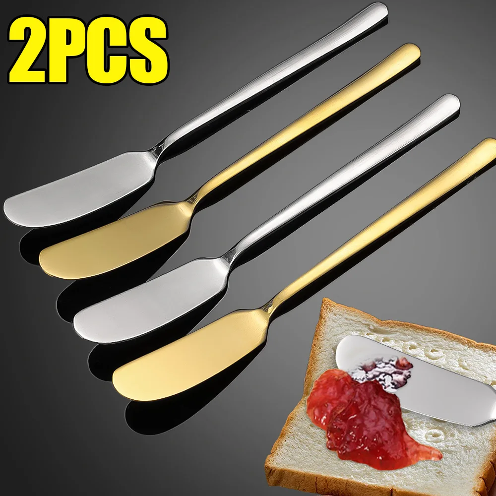 2 1PCS Long Handle Butter Knife 304 Stainless Steel Jam Knife Butter Spatula Cream Piping Multipurpose Western Tableware